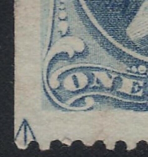 US Scott # 182 1c Franklin Blue Pen Cancel & Arrow Margin