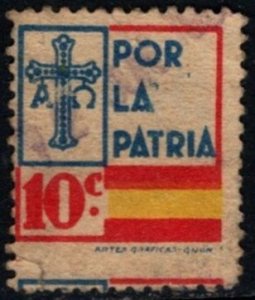 1936 Spanish Civil War Charity Por La Patria For My Country 10 Centimos Used