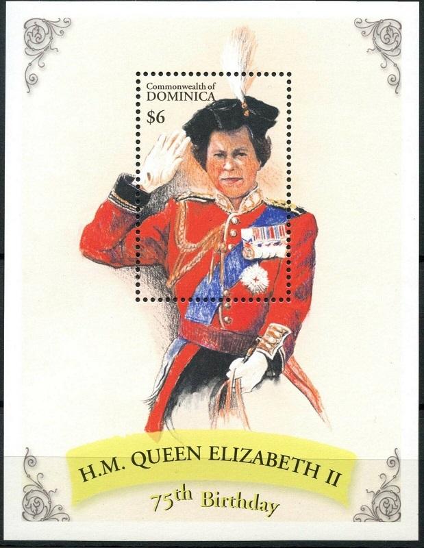 2001	Dominica	3142/B427	75 years of Queen Elizabeth II