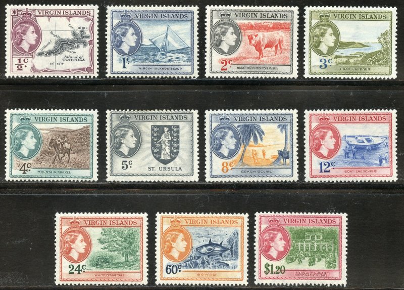 Virgin Islands Scott 115-125 Unused F-VFHOG - 1956 VI Culture Issue - SCV $21.35