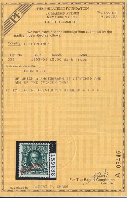 PHILIPPINES 239 VFXF 1986 PFC (101322)
