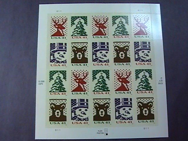 U.S.# 4207-4210(4210b)-MNH--FULL PANE OF 20--CHRISTMAS---2007