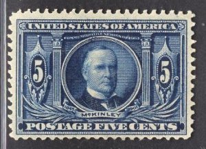 US Stamp#326 5c Dark Blue McKinley MINT NO GUM SCV $ 70.00 (as hinged) 