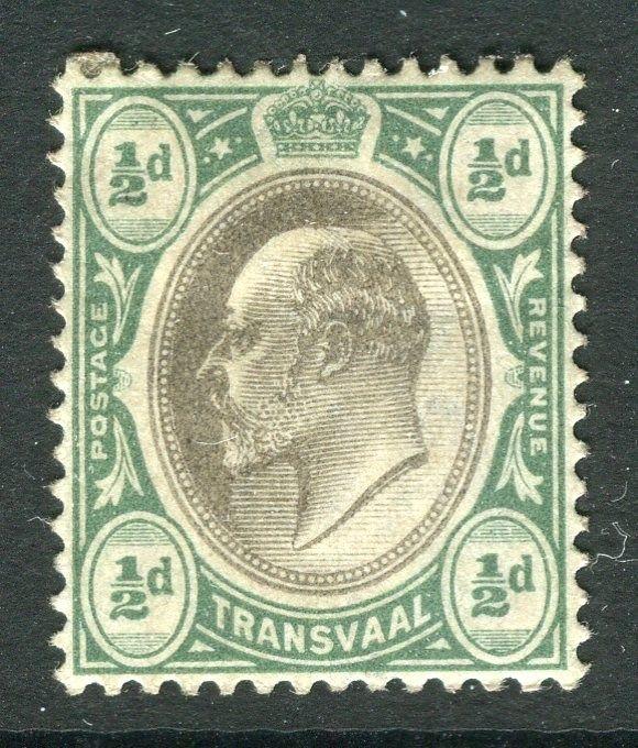 TRANSVAAL;   1902 early Ed VII VCrown CA issue Mint hinged 1/2d. value