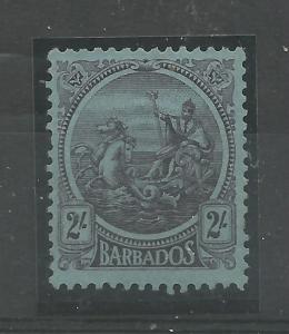 Barbados 1921/4 Sg 227, 2/- Purple/Blue LM/Mint no gum. (C/W 156)