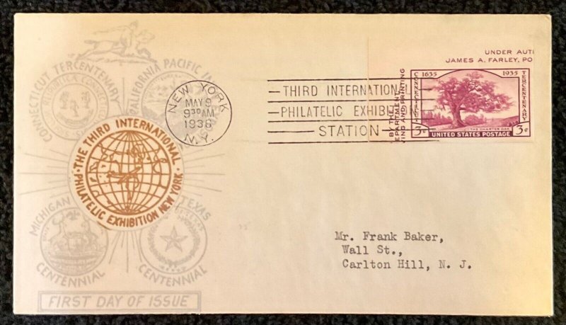 778a Sidenius cachet Tipex - Connecticut FDC 1936