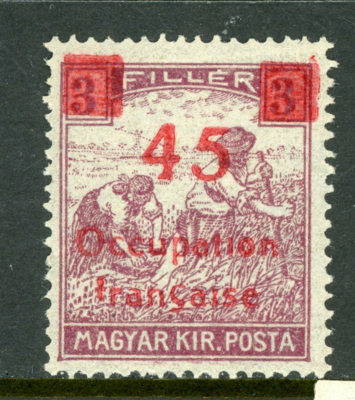 Hungary 1919 French Occupation 45f/3f Sc #1N18v Mint M921 ⭐⭐