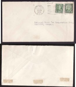 Canada-cover #2809a- 1c+2c KGV scroll coil [#161]-Essex Cty-Windsor,Ont-Oct 19 1