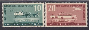 Wurttemberg 8N38-39 MNH OG 1949 Stagecoach Occupation Set of 2 Very Fine