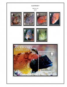 COLOR PRINTED GB GUERNSEY 2011-2020 STAMP ALBUM PAGES (67 illustrated pages)