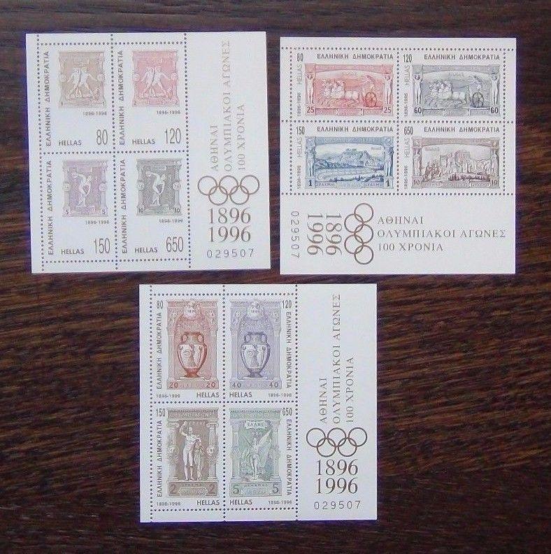 Greece 1996 Centenary of Modern Olympics Games Miniature sheet x 3 MNH