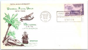 US EVENT COVER 75th UNIVERSAL POSTAL UNION 10c AIRMAIL SPARTAN CACHET 1949