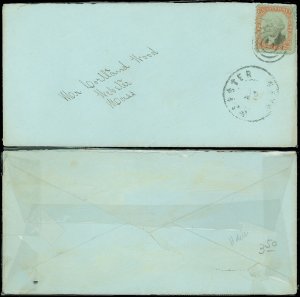 1880's Webster Mass Cds, ILLEGAL Local Use of Scott #R135 REVENUE, XF Cover (SK)