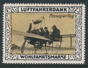 1914 WW I Germany Poster Stamp Luftfahrerdank Wohlfahrtsmarke