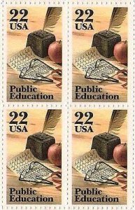 1985 Public Education Block of 4 22c Postage Stamps, Sc#2159, MNH, OG