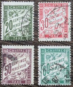France J32, J34, J38, J39. 1894-1925. All used, unhinged.  Very good condition.