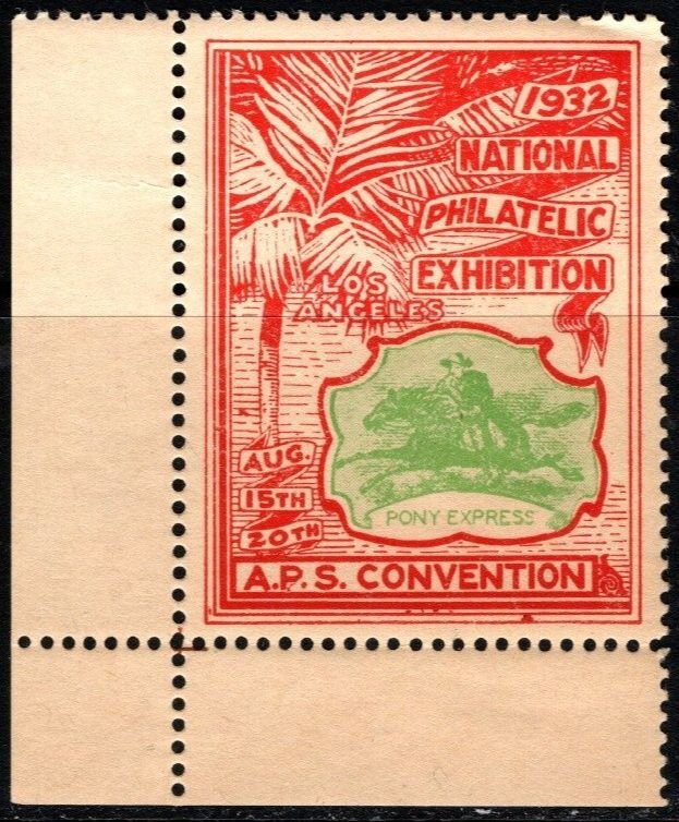 1932 US A.P.S. Convention National Philatelic Exposition Los Angeles MNH