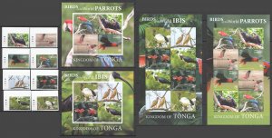 Imperf 2020 Tonga Birds Parrots Michel 564 Euro Full Set+Kb+Sh Mnh Fat085-87
