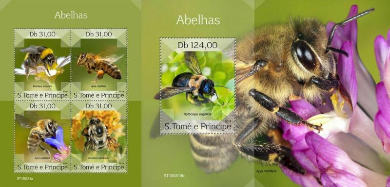 Z08 ST190313ab Sao Tome and Principe 2019 Bees MNH ** Postfrisch