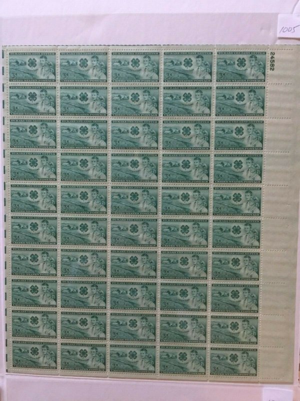 US,993,1016,1020,997,1005,1018,MNH VF,6 FULL SHEETS,1950'S COLLECTION