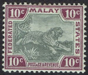 FEDERATED MALAY STATES 1900 TIGER 10C WMK CROWN CA