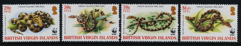 Virgin Islands 1051-4 MNH WWF, Reptiles, Tree Boa, Snake