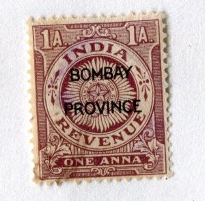 INDIA; 1940s early BOMBAY PROVINCE Revenue issue 1a. used value