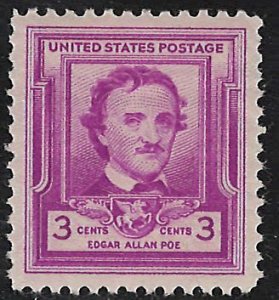 US Scott# 986 1949 3c brt pur  Edgar Allan Poe  Mint Never Hinged - Very Fine