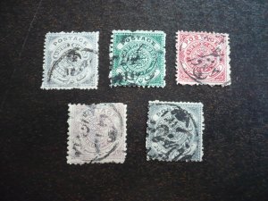 Stamps - India - Hyderabad - Scott# 20-23,27 - Used Part Set of 5 Stamps