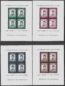 Nicaragua #C574-77 s/sheets of 4, F-VF Mint NH ** John F. Kennedy