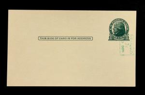 US #UX39a Postal Card 1¢Cent Jefferson Surcharge Vertical