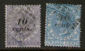 Malaysia S.Setts 1880 QV SG 44,45 FU