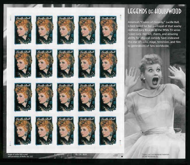 US 3523 Lucille Ball pane of 20 CV=$18.50