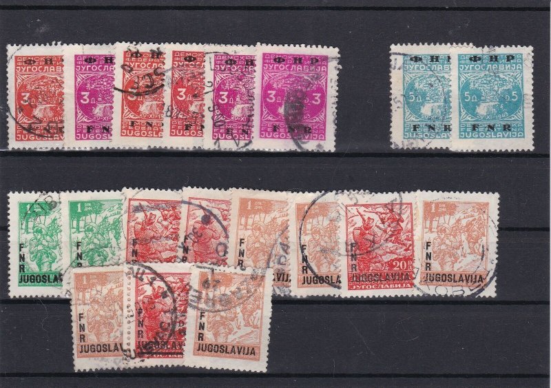 Yugoslavia F.N.R. Overprint issues Stamps Ref 31188