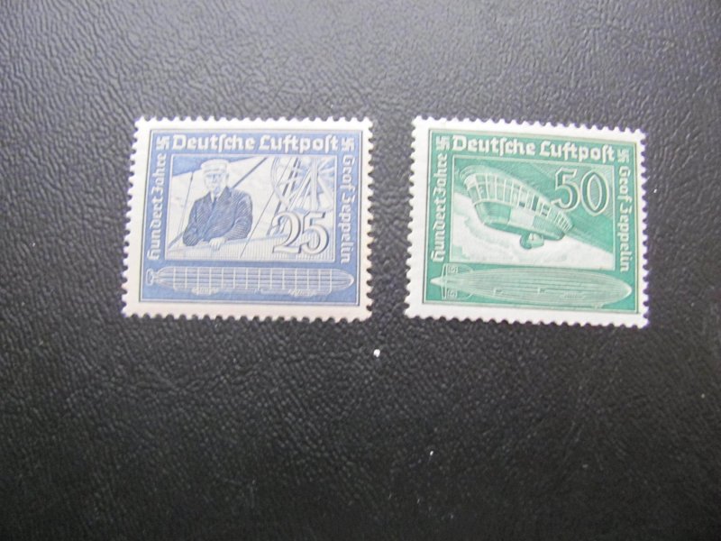 GERMANY 1938 MNH SC C59-60 ZEPPELIN SET 55 EUROS   (112)