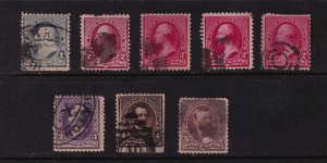1890-93 Small Bank Notes ABNC 1c to 5c Sc 219 thru 223 used set of 8 (K5