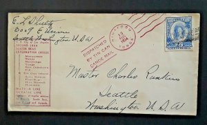1934 Niuafo'ou Island Tonga To Seattle WA Matson Line Tin Can Canoe Mail