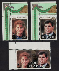 Cook Is. Royal Wedding Prince Andrew 3v Corners 1986 MNH SG#1075-1077