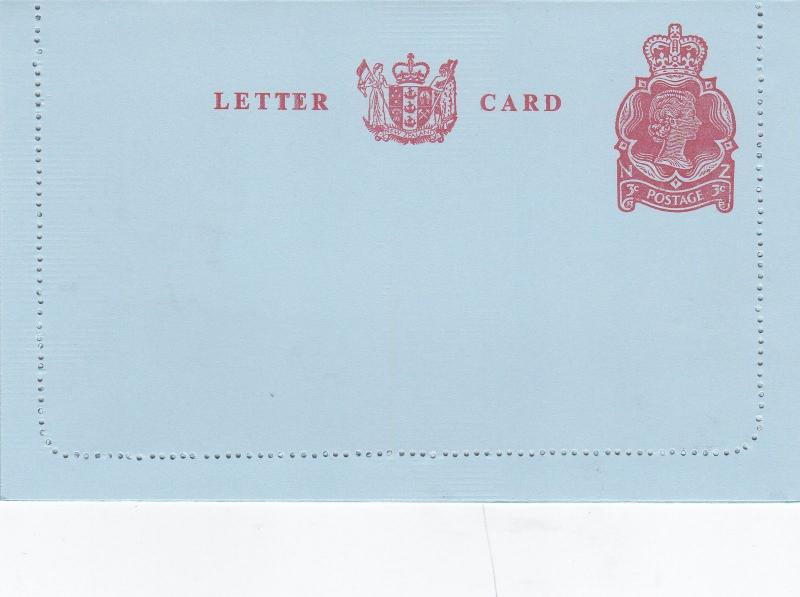 New Zealand Lettercard 3c Queen Elizabeth Excellent Mint condition