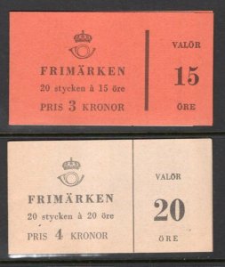 Sweden 1957 King Gustaf 15 + 20 ore Complete Booklets With Panes of 20 MNH