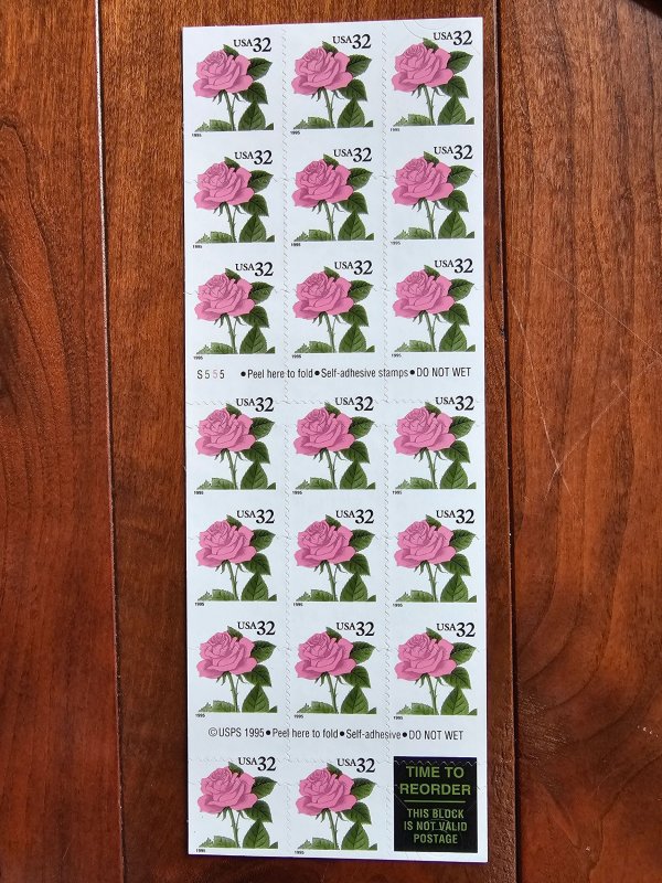 U.S. Scott #2492 Rose's 20 - Self-Adhesive Miscut EFO ERROR Stamp Booklet