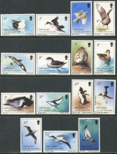 SOUTH GEORGIA Sc#109-123 1987 Birds Definitives Complete Set OG Mint Hinged 