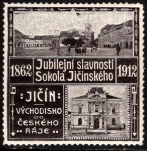 1912 Czechoslovakia Poster Stamp Jubilee Celebrations of Sokol Jičínský