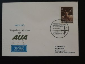 first flight cover Klagenfurt Munchen AUA Austrian Airlines 1965