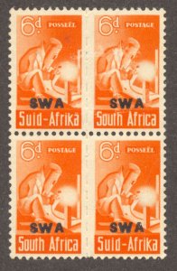 South West Africa Scott 150 MNHOG Block of 4 - 1942 6p SWA Overprint-SCV $5.25