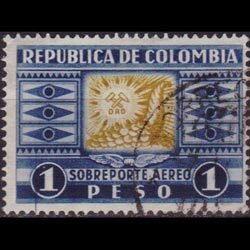 COLOMBIA 1932 - Scott# C107 Gold 1p Used