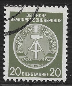 Germany DDR #O22 20pf Arms of Republic ~ Used