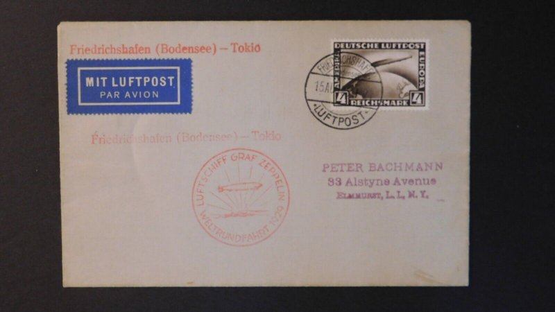 1929 Germany Graf Zeppelin LZ 127 Cover To Tokyo Japan then USA