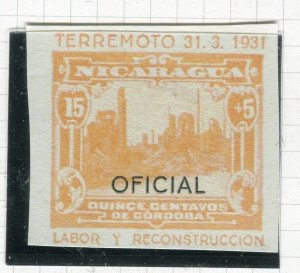 NICARAGUA; 1931 early Pictorial Official issue IMPERF PROOF/ESSAY, 15c.