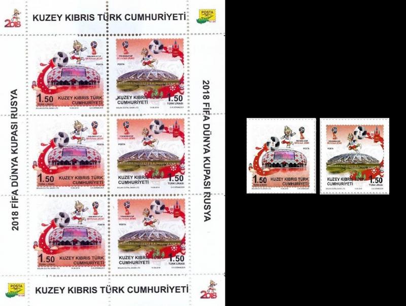 TURKISH NORTHERN CYPRUS - (S/S + STAMP SET) FIFA WORLD CUP RUSSIA 2018, MNH,2018